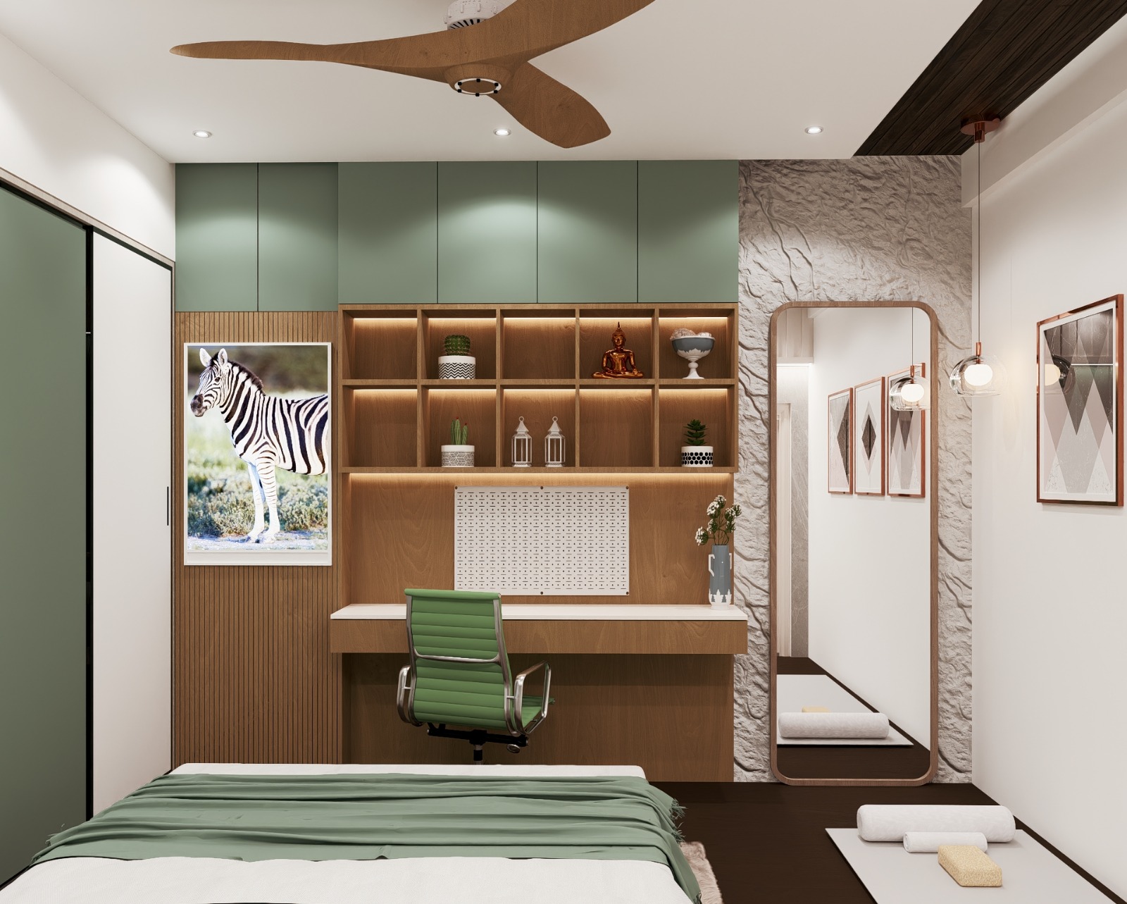 Custom designed bedroom and study by Ketaki Interiors